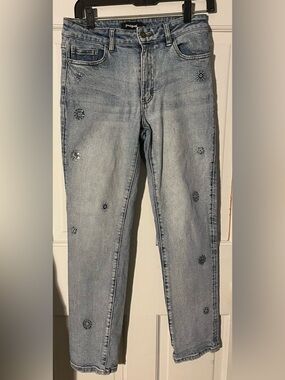 Desigual Light Blue Embellished Skinny Jeans Woman’s Size 38 (small)